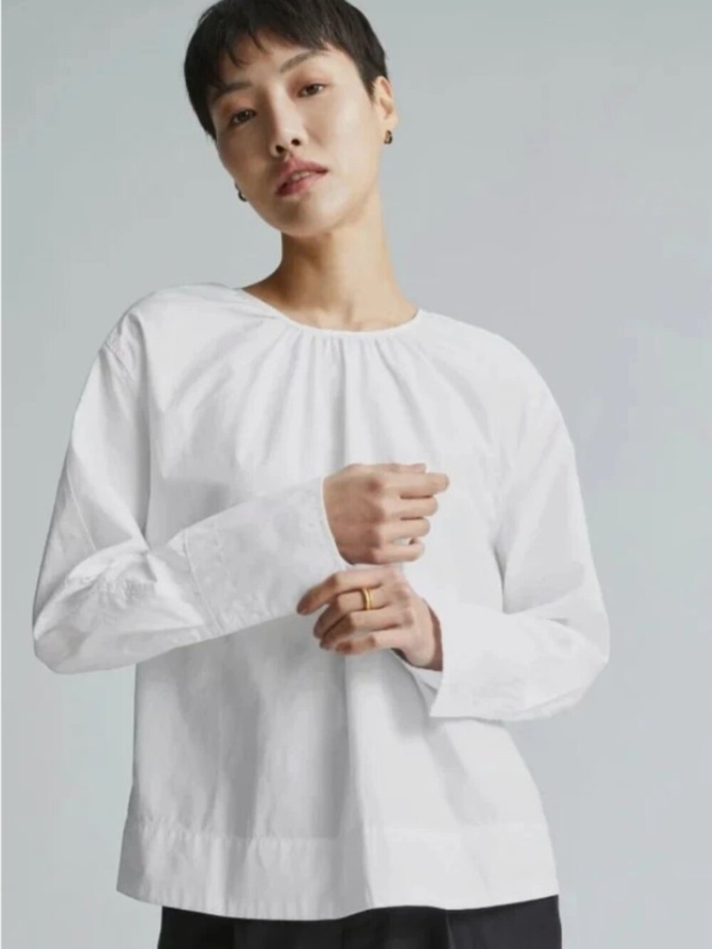NWT EVERLANE Womens The Poplin Breeze Shirt Tie Back Cotton White Size S